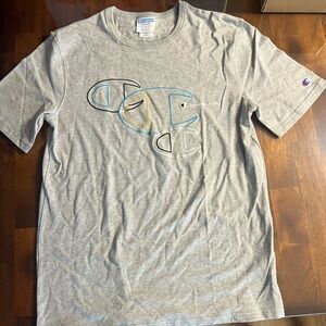 CHAMPION LIFE LOGO EMBROIDERED TEE (GREY), never worn just wrinkled, men’s med
